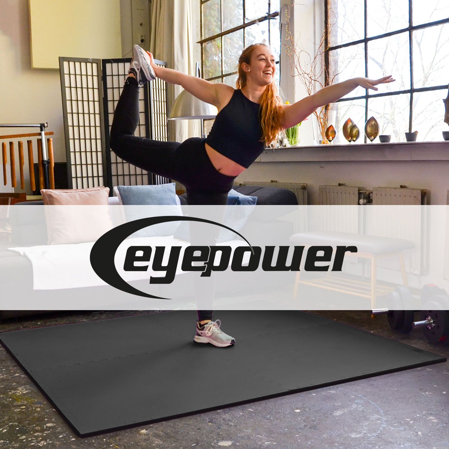 eyepower Bodenschutz-Fitnessmatte 50x50x2 cm 4er Set