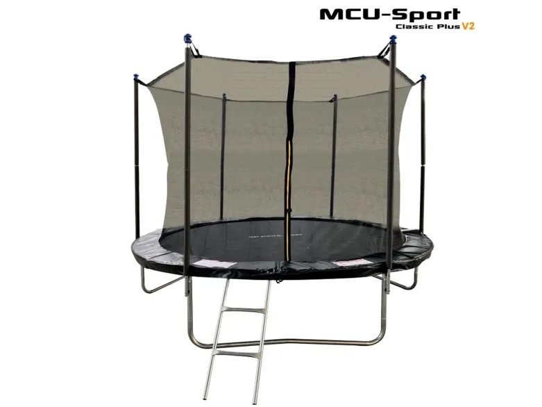MCU-Sport Classic Plus V2 2,44M Trampolin   Sikkerhedsnet   Stige Sort
