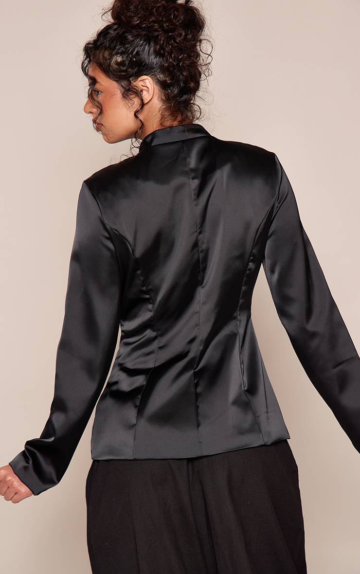 Noir Veste Col Mandarin En Satin