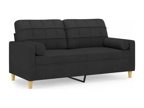 Canapé 2 places avec oreillers décoratifs noir 140 cm tissu