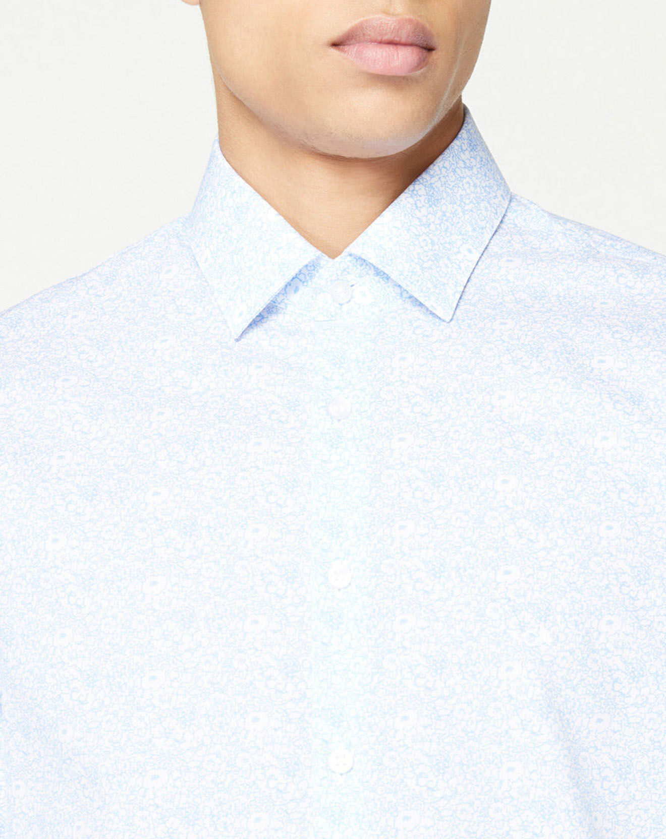 Calvin Klein Chemise slim imprimée mini fleurs bleu clair/blanc