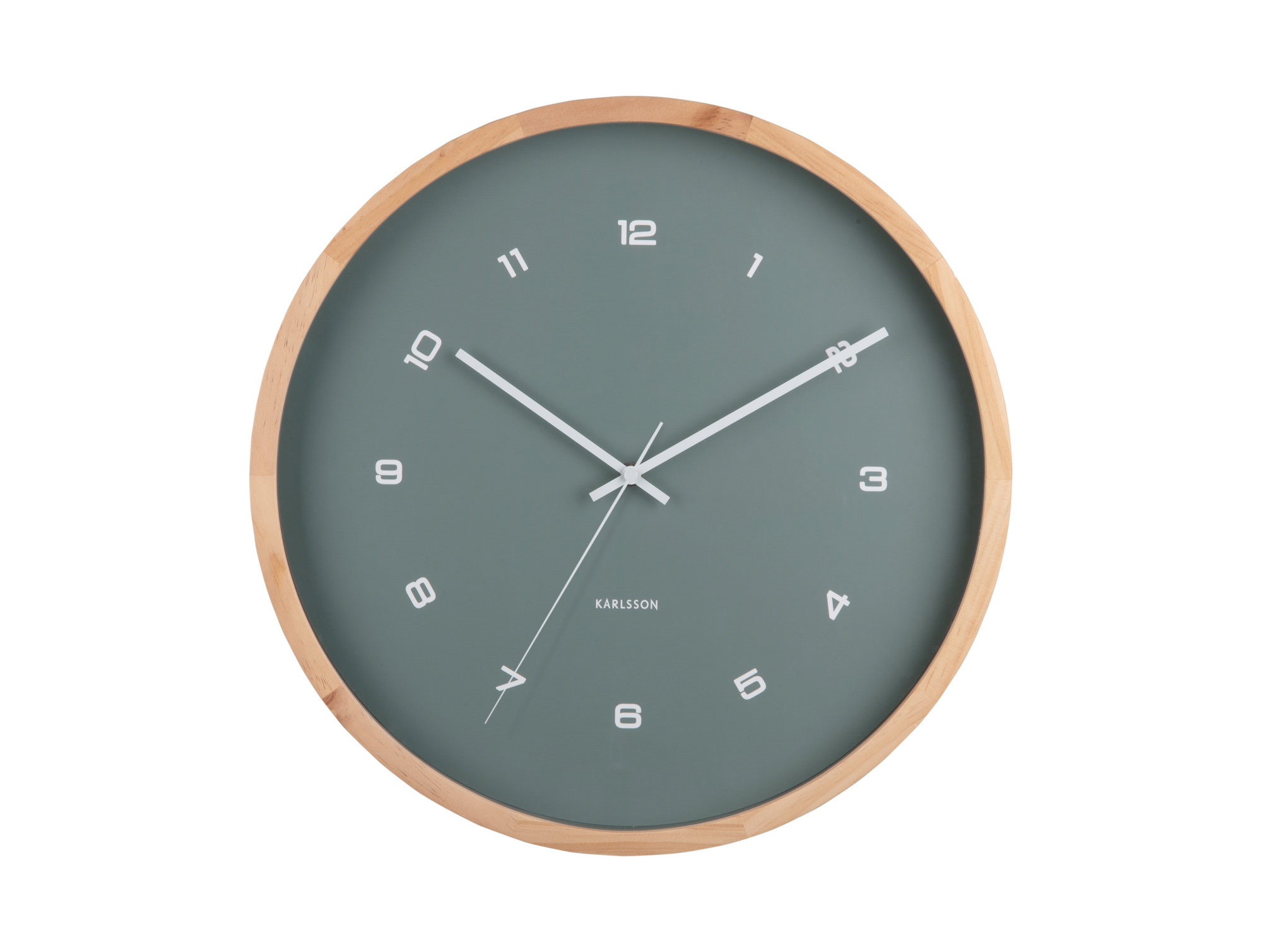 Wall clock Modesta light wood jungle green