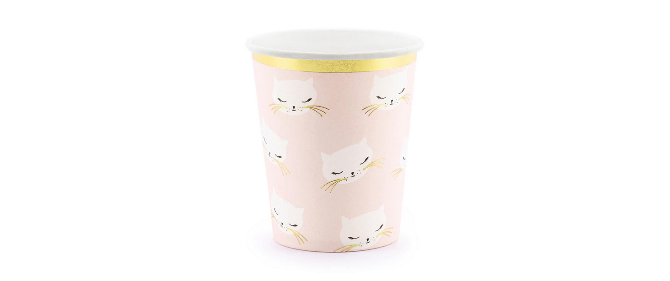 Einwegbecher Cat 200 ml, 6 Stück, HellrosaPappbecher für Partys