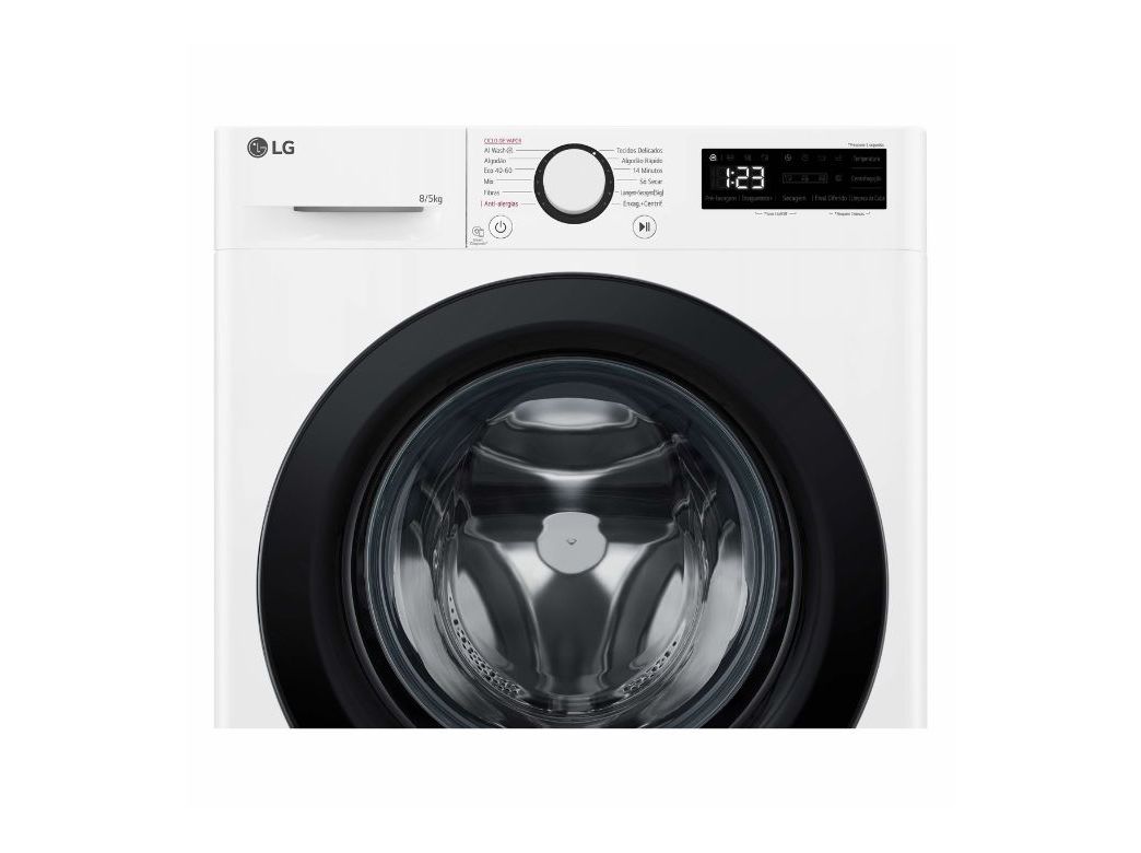 MÁQUINA DE LAVAR E SECAR ROUPA LG F2DR5S8S6W LAVA 8KG SECA 5KG