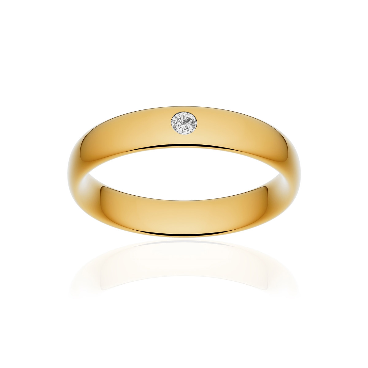 Alliance or 750 jaune poli ruban confort 4,5mm diamant brillant