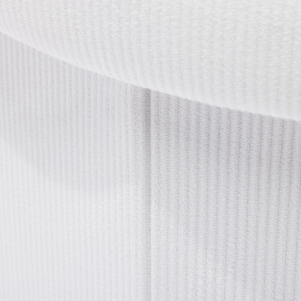 Pouf coffre rond pliable velours côtelé blanc Ø40xH36 cm