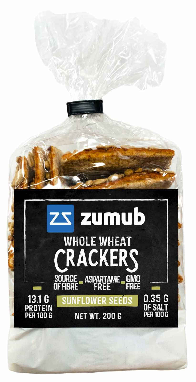 Biscoitos integrais Zumub com sementes de linhaça marrom 200g