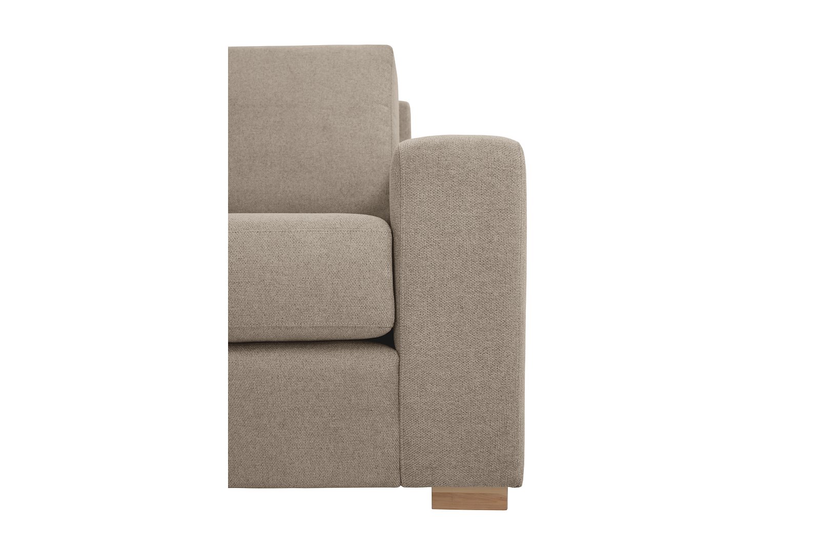 Modern Living hjørnesofa 3-seter med åpen ende venstre i tekstil Brooklyn 14 Latte med arm A og ben 1 hvitvasket eik. Faste puter