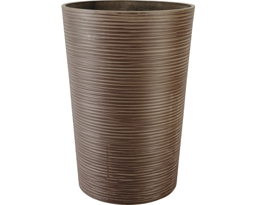 Lafiora gegroefde plantenvaas, kunststeen, Ø 49,3 cm, H 72,5 cm, bruin