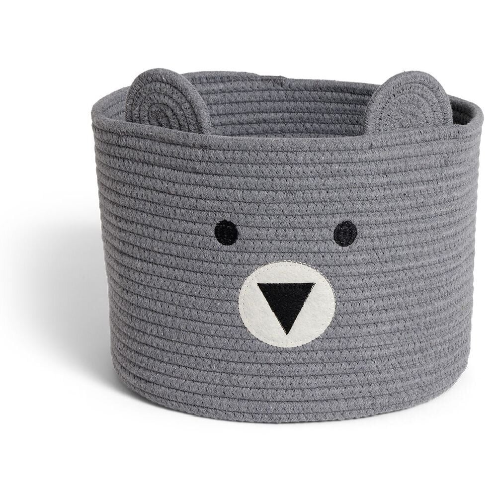 Panière ourson gris Ø30x24cm