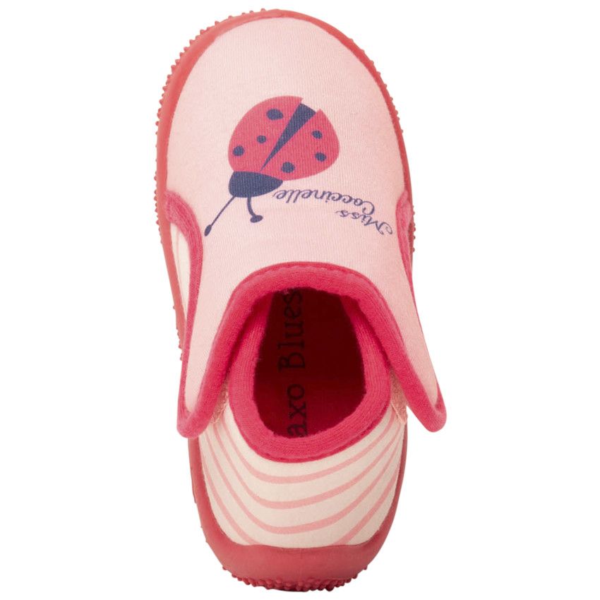 Chaussons forme bottillons print coccinelle à scratch pour bébé fille - Multicolore