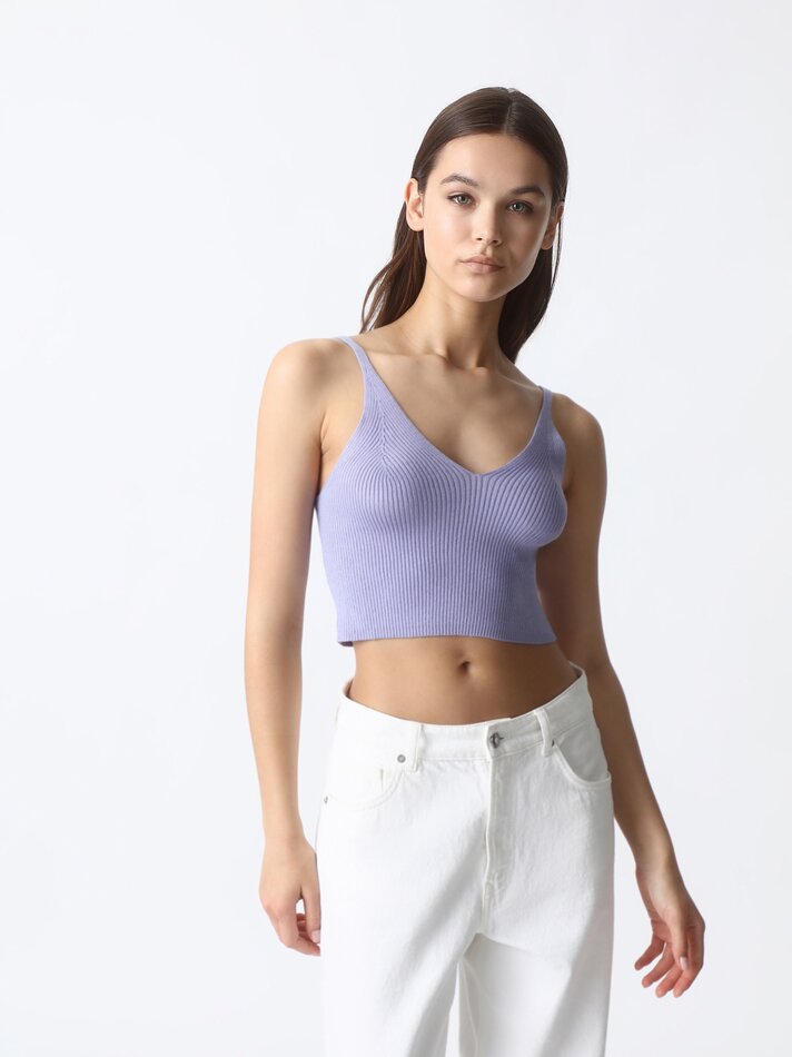 Top cropped de tricô - Lavanda