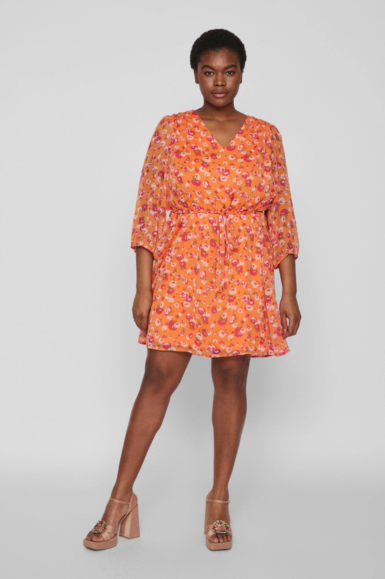 Vestido curto de chiffon Evoked by Vila - Rosa