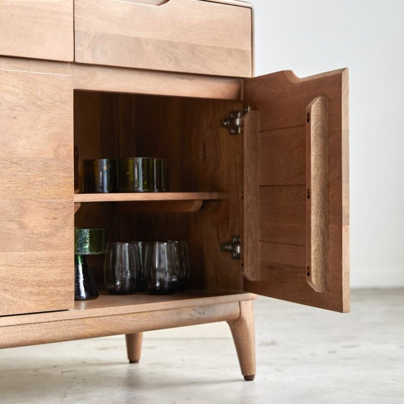 Buffet en bois de manguier massif Gabrielle H 81 x L 150 x P 40 cm