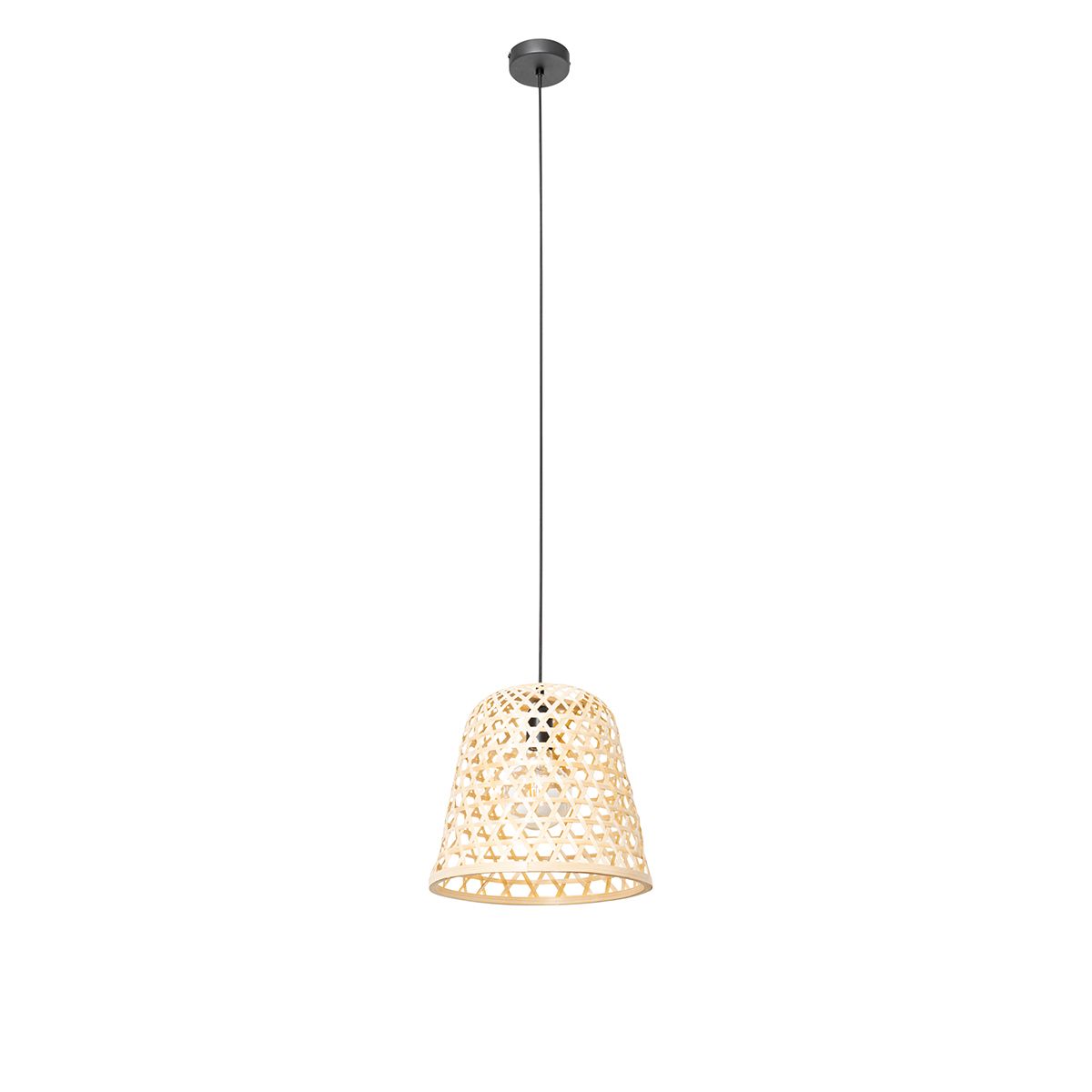 Oosterse hanglamp zwart met bamboe - Rayan