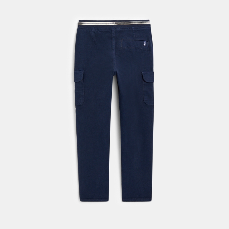 Pantalon cargo en toile unie bleu garçon