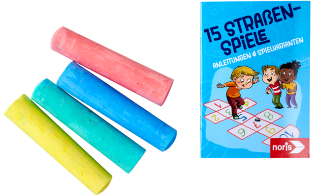 Noris  15 Straßenspiele mit 4 Kreiden und Anleitung