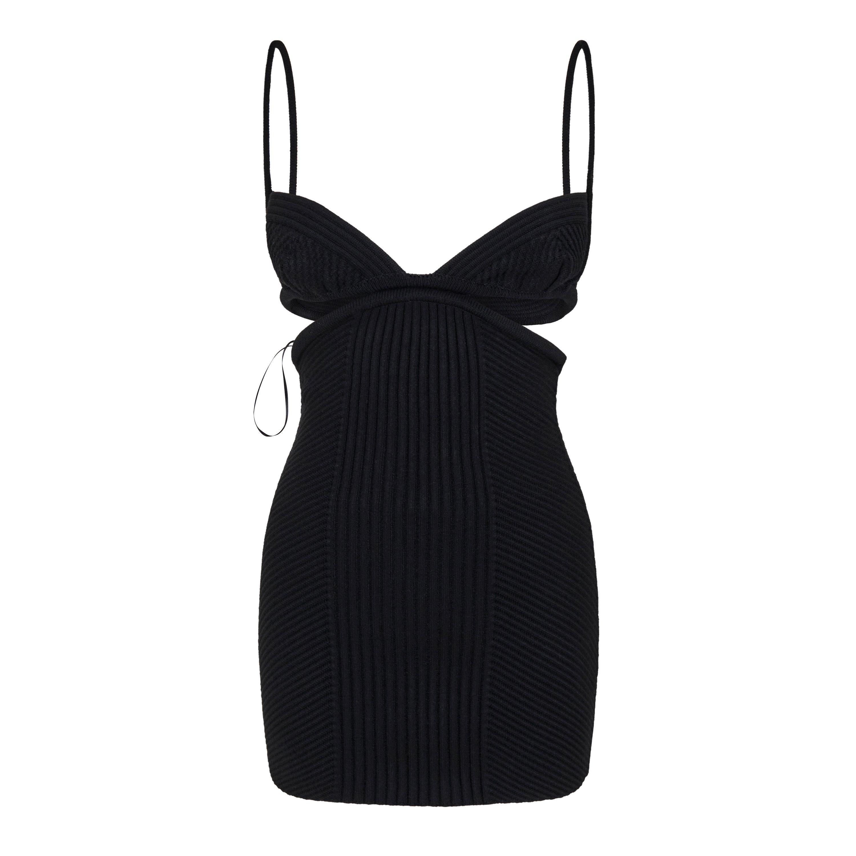 Off White Cut Out Rib Mini Dress