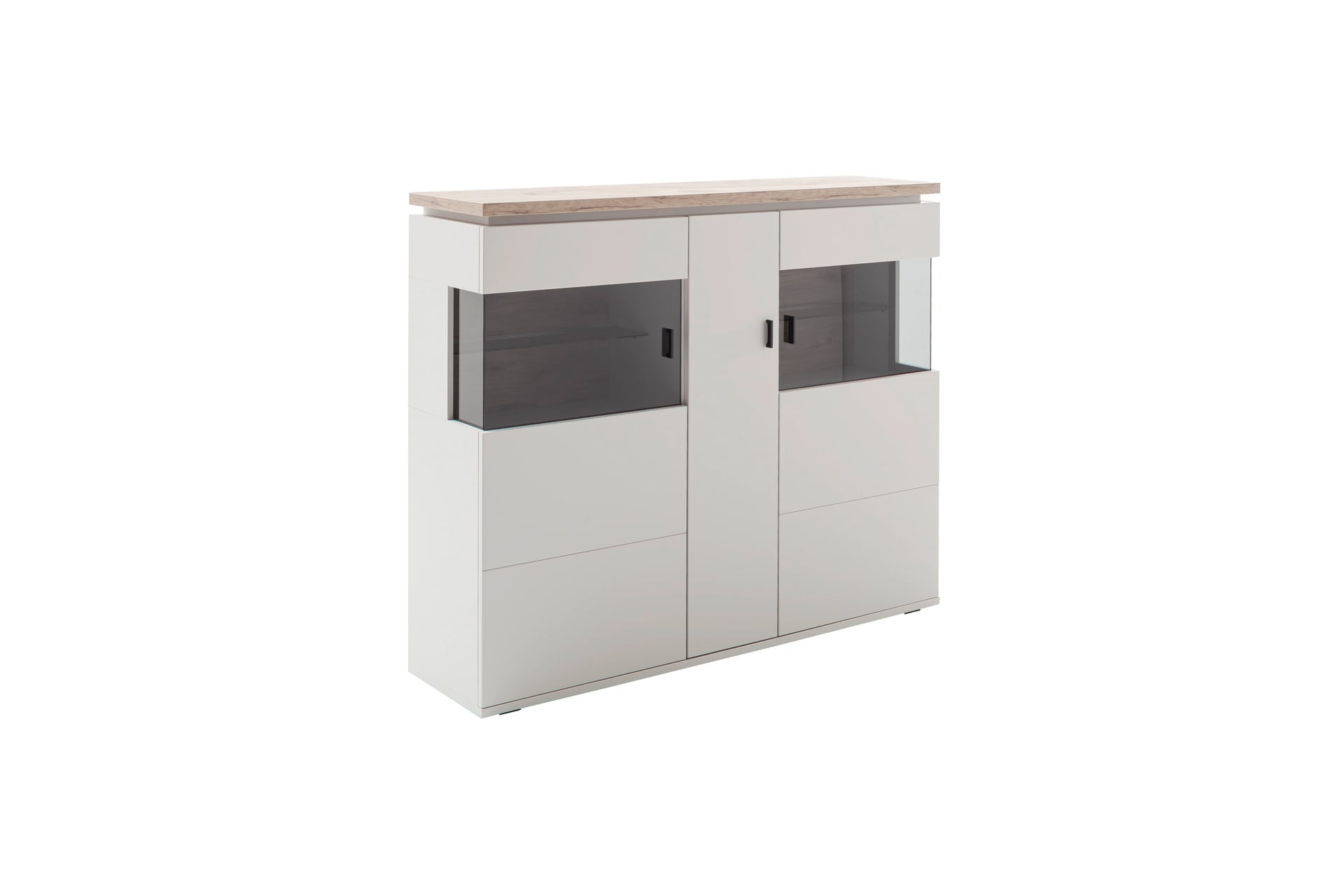 CASAVANTI Highboard AMANTEA 150x124 cm Weiß / Viking Oak