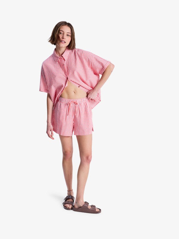 Lekeitio Break High Stripe Short de plage Rouge Femme