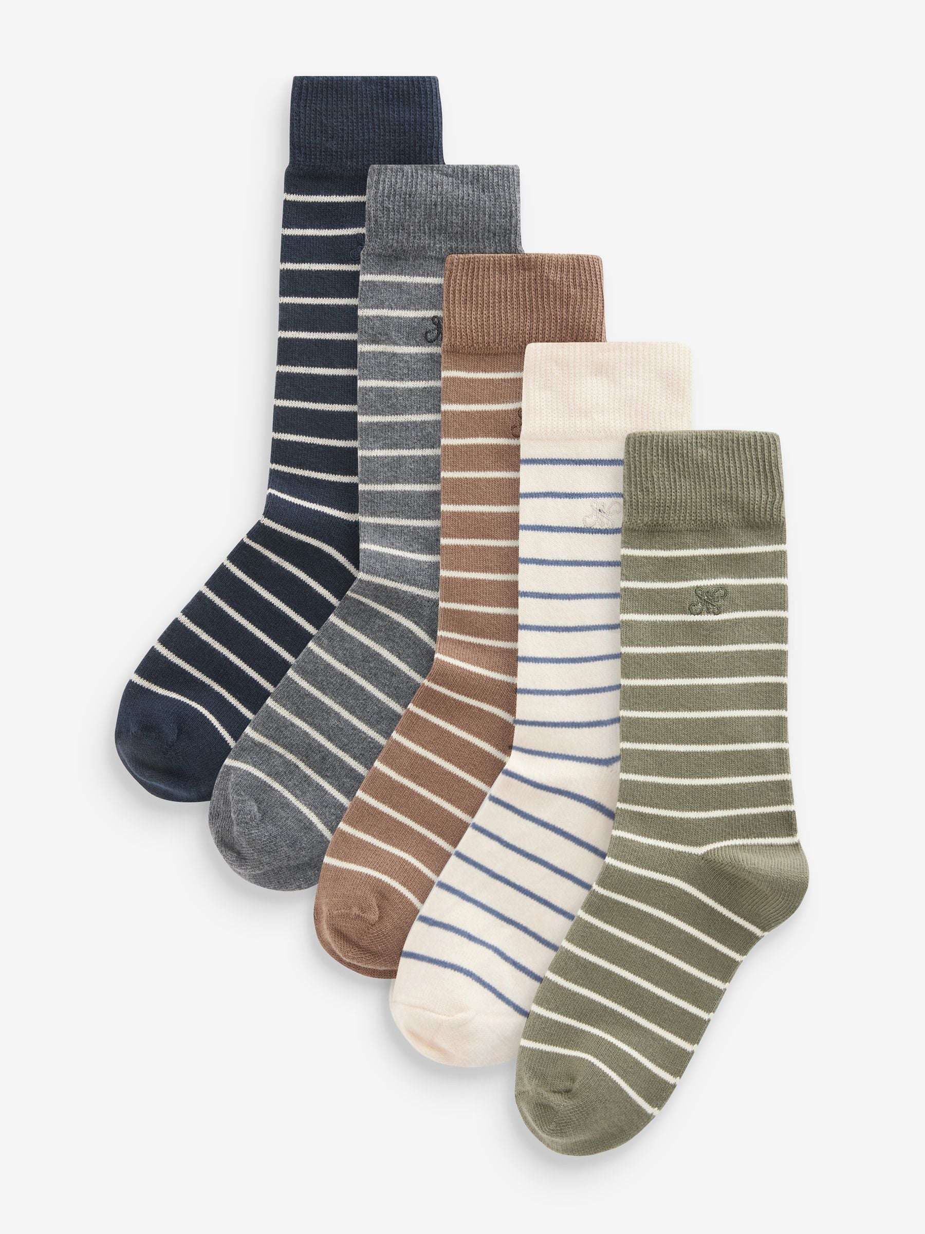 Naturel met strepen - Set van 5 sokken met patroon
