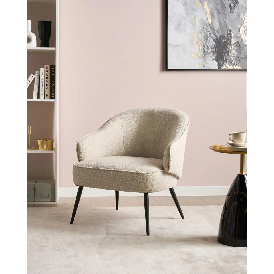 KAYLA - Fauteuil - Lichtbeige - Bouclé