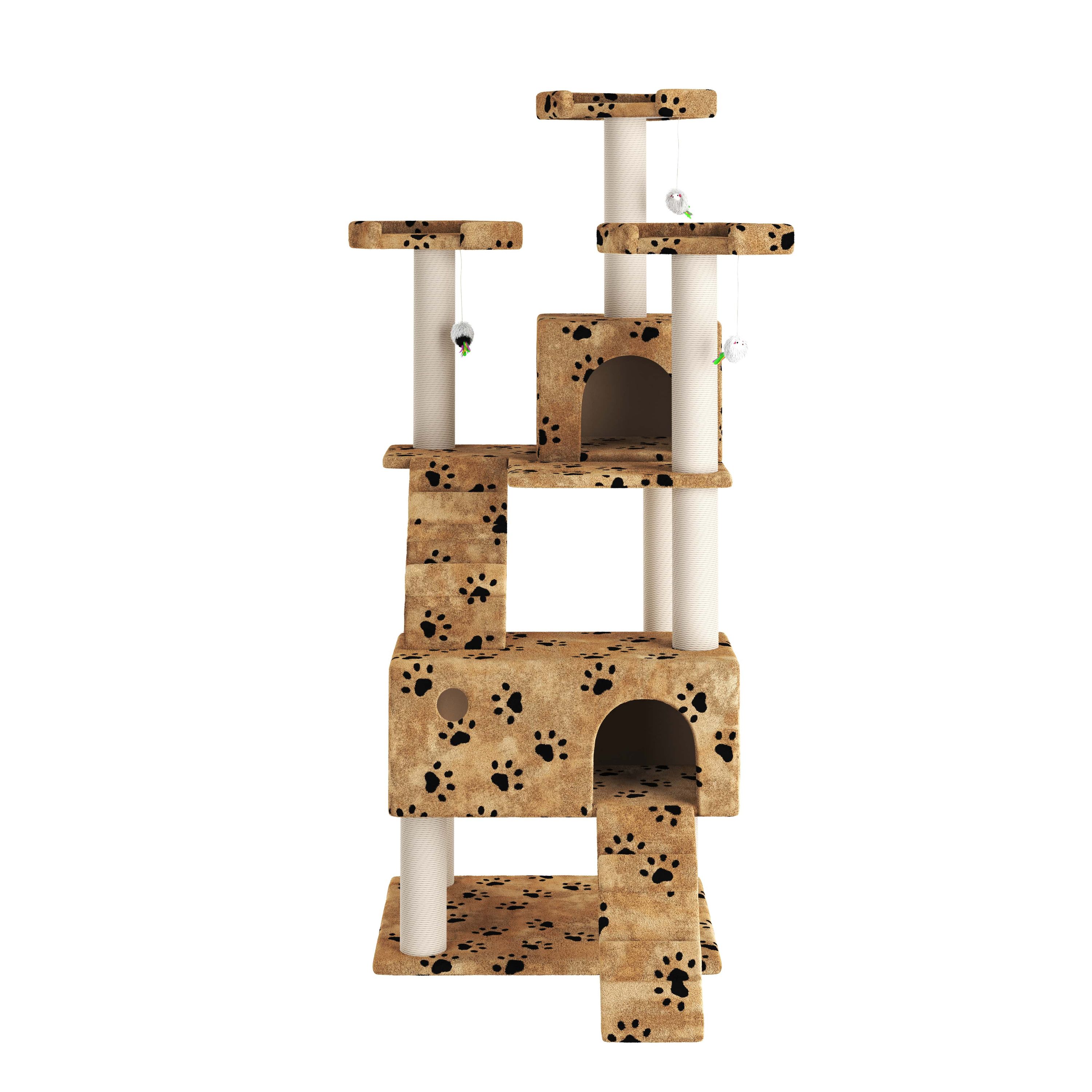 Katzenbaum MIRO 182 cm beige mit Pfoten