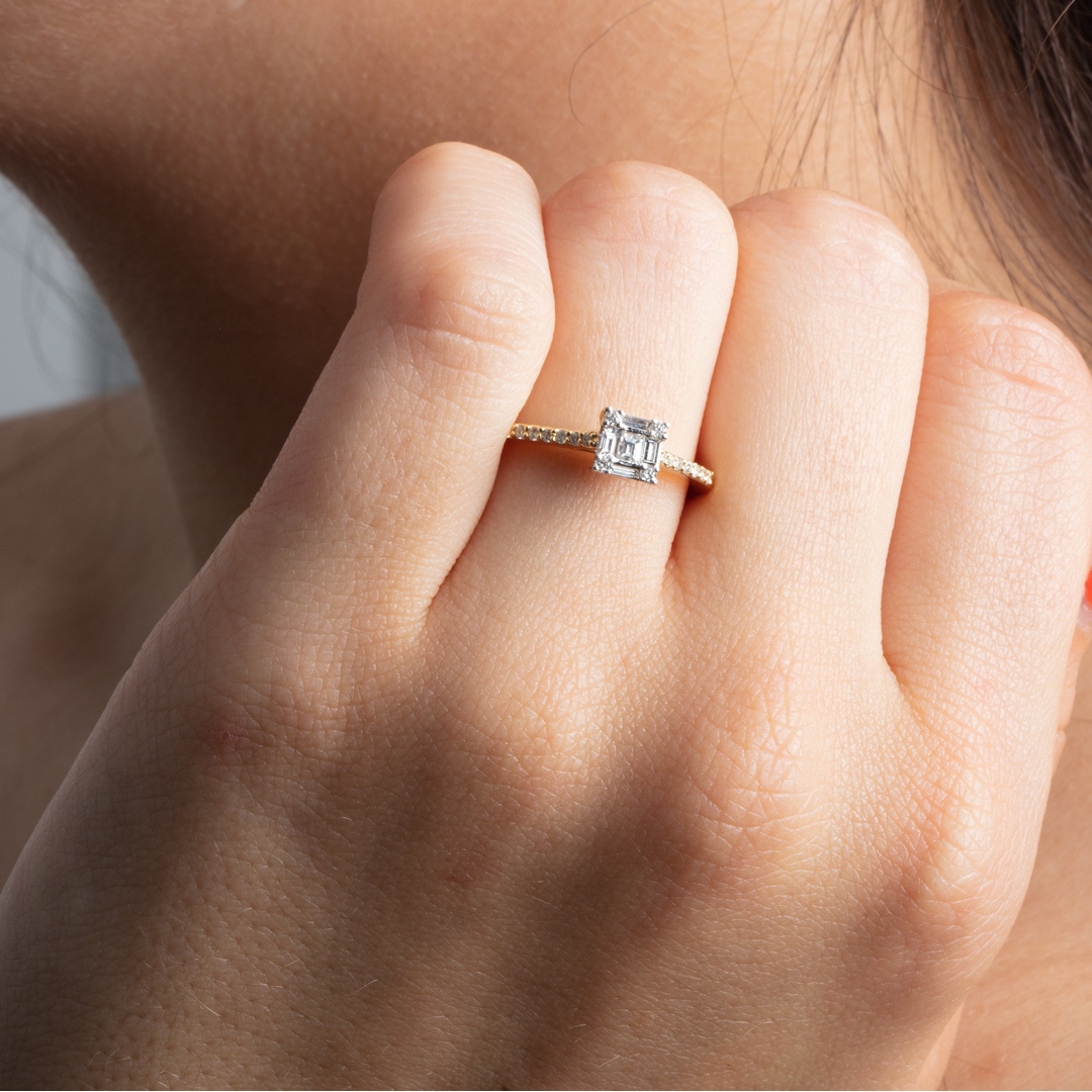 Verlobungsring 750/18 K Gelbgold mit Diamanten 0.29 ct H/si
