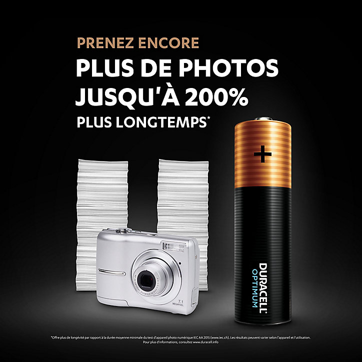 Pile alcaline AA (LR6) Duracell Optimum, lot de 8