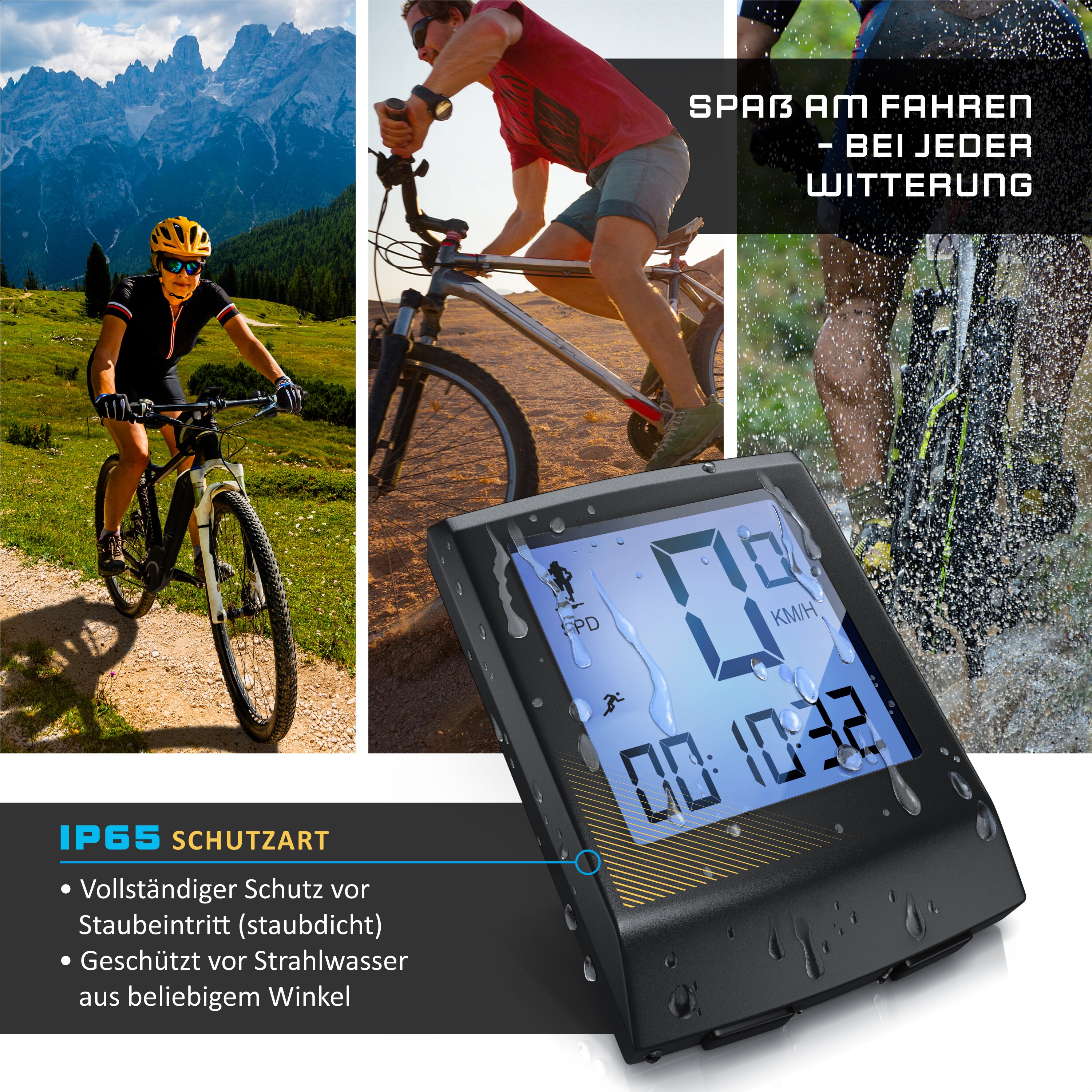 Aplic Sport Fahrradcomputer mit 13 Funktionen kabelgebunden / inkl. Geschwindigkeitssensor
