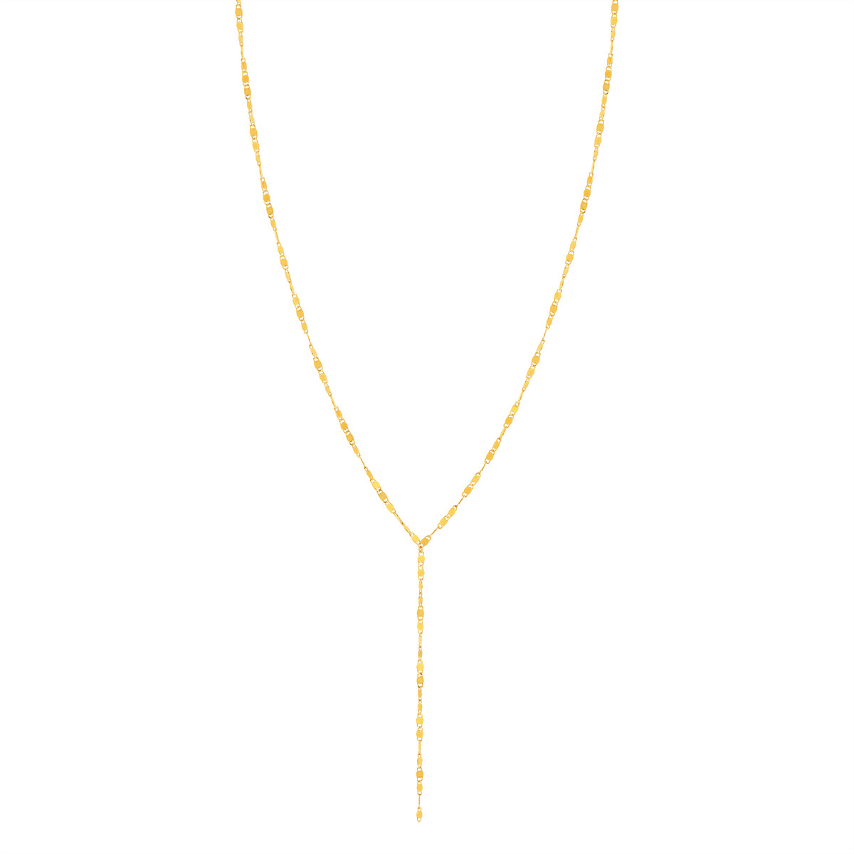 Collier plaqué or en forme Y maille plate 40 à 45 cm