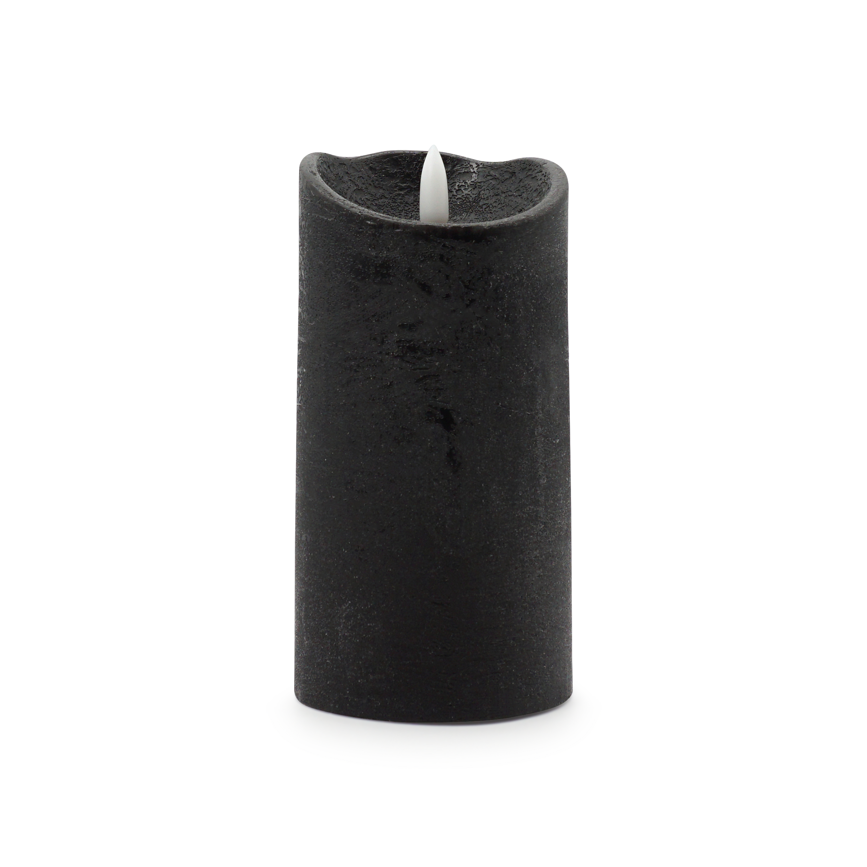 (15cm) Echtwachs LED Pillar Kerze Home Deko Stimmungsleuchte Flamme Rustic (12.061-18) - Schwarz