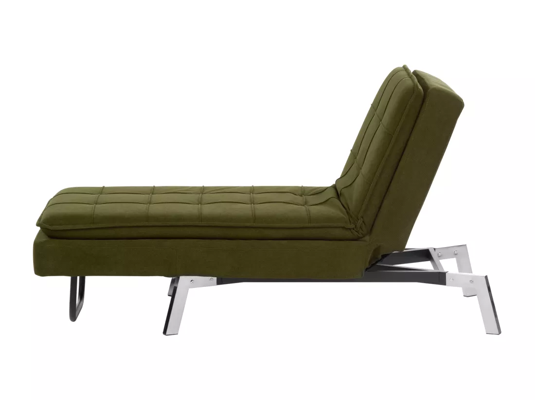 Chaise longue en tissu vert LOIRET