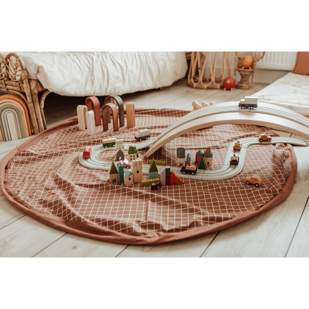 Køb Play&Go Organic Grid Brown 2-in-1 Legetæppe
