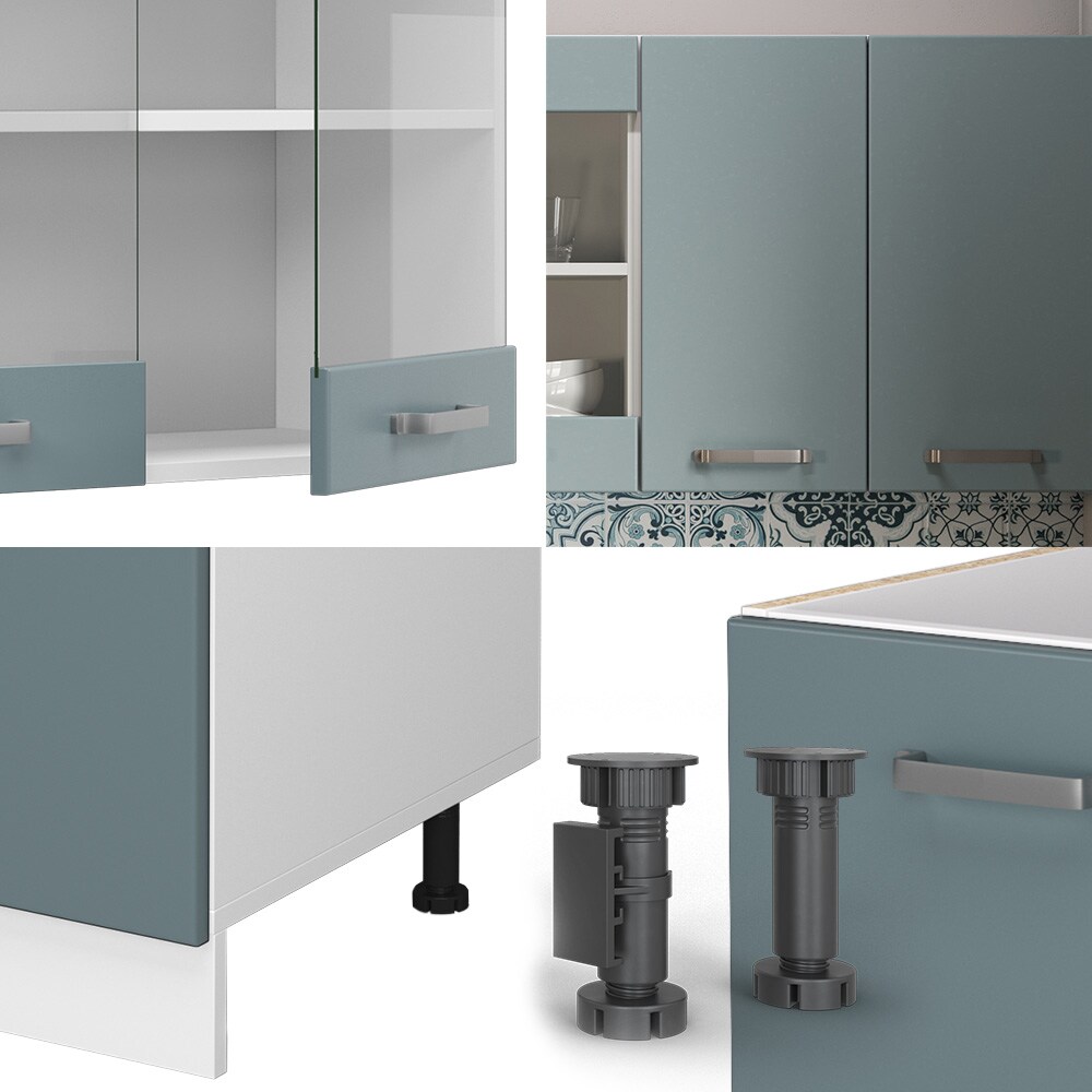 Vicco Küchenzeile R-Line Solid Weiß Blau Grau 140 cm Arbeitsplatte modern Küchenschränke Küchenmöbel