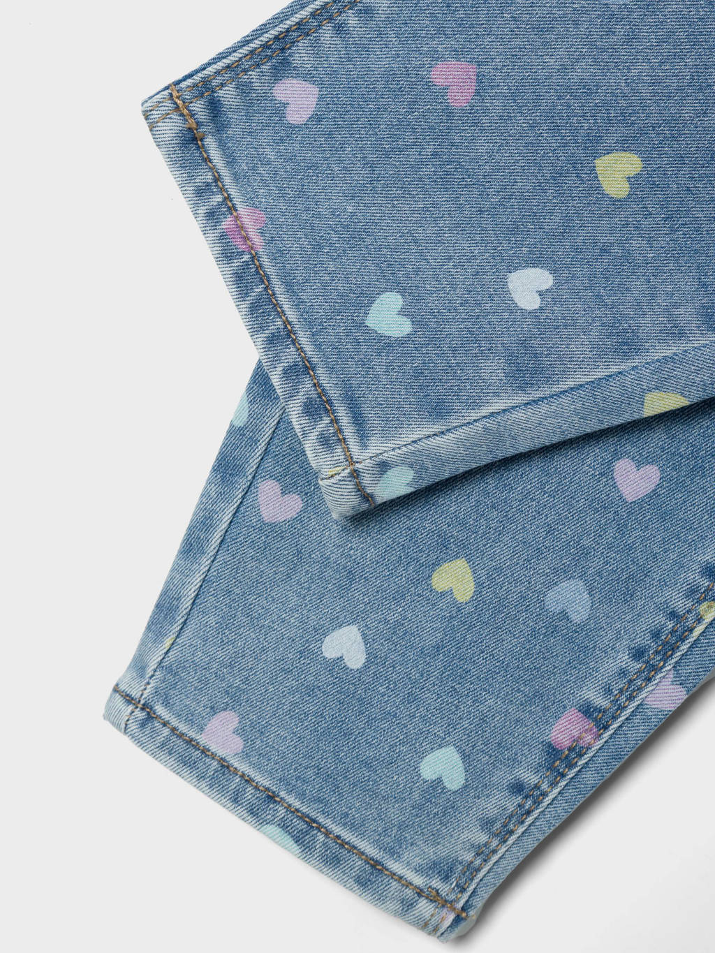 NAME IT mom jeans NMFBELLA met hartjes medium blue denim