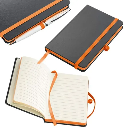 Easy Gifts Notizbuch im PU-Hardcover mit 160 linierten Seiten, DIN A6, orange