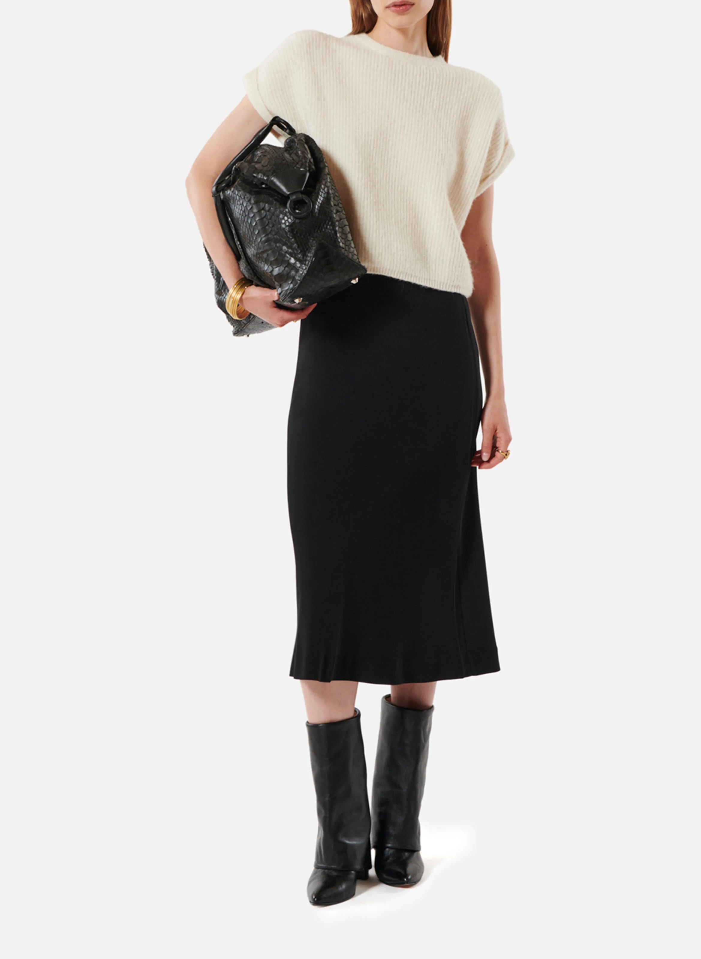 MOORE - Jupe longue taille haute | Noir