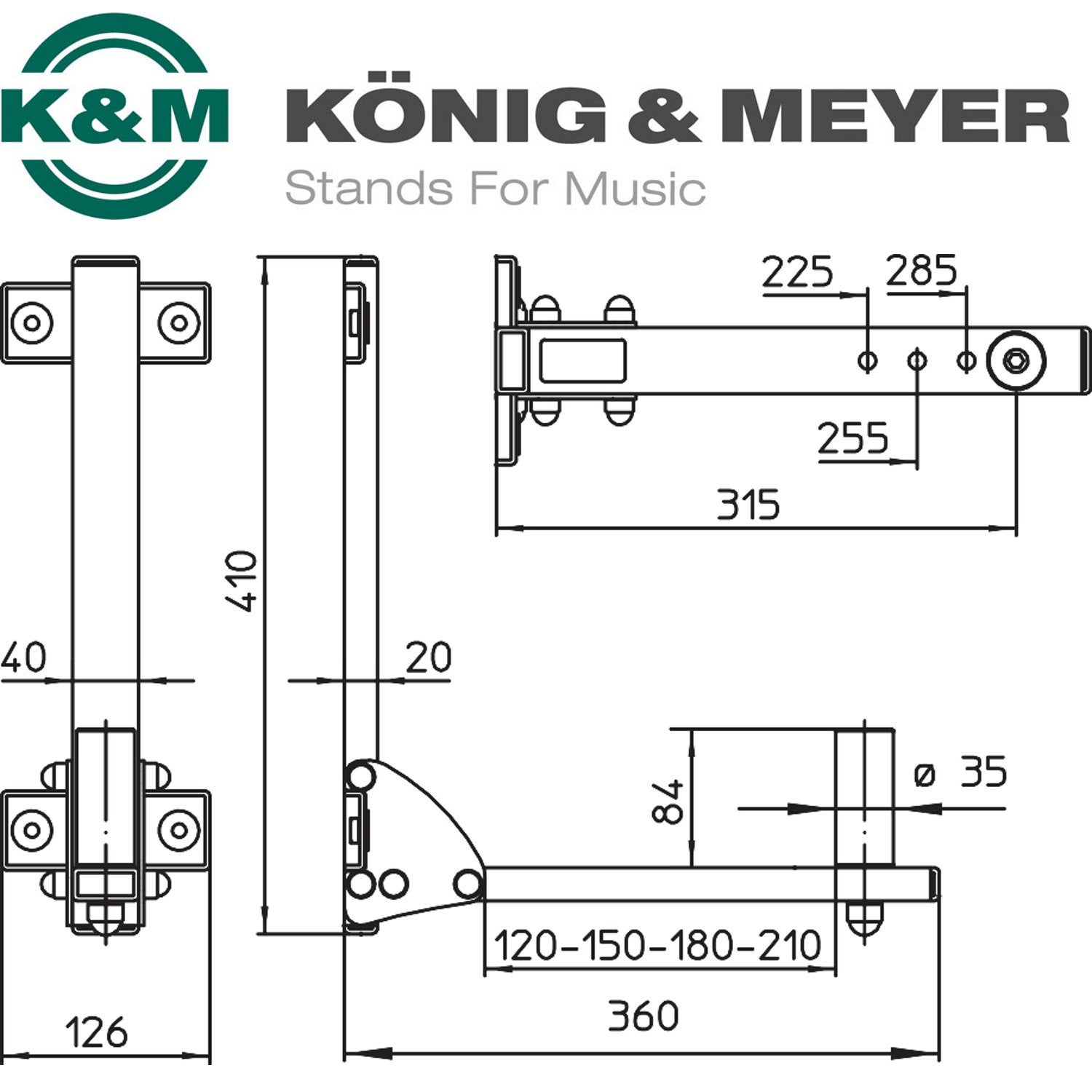 Konig & Meyer 24140 Speaker wall mount muurbeugel zwart