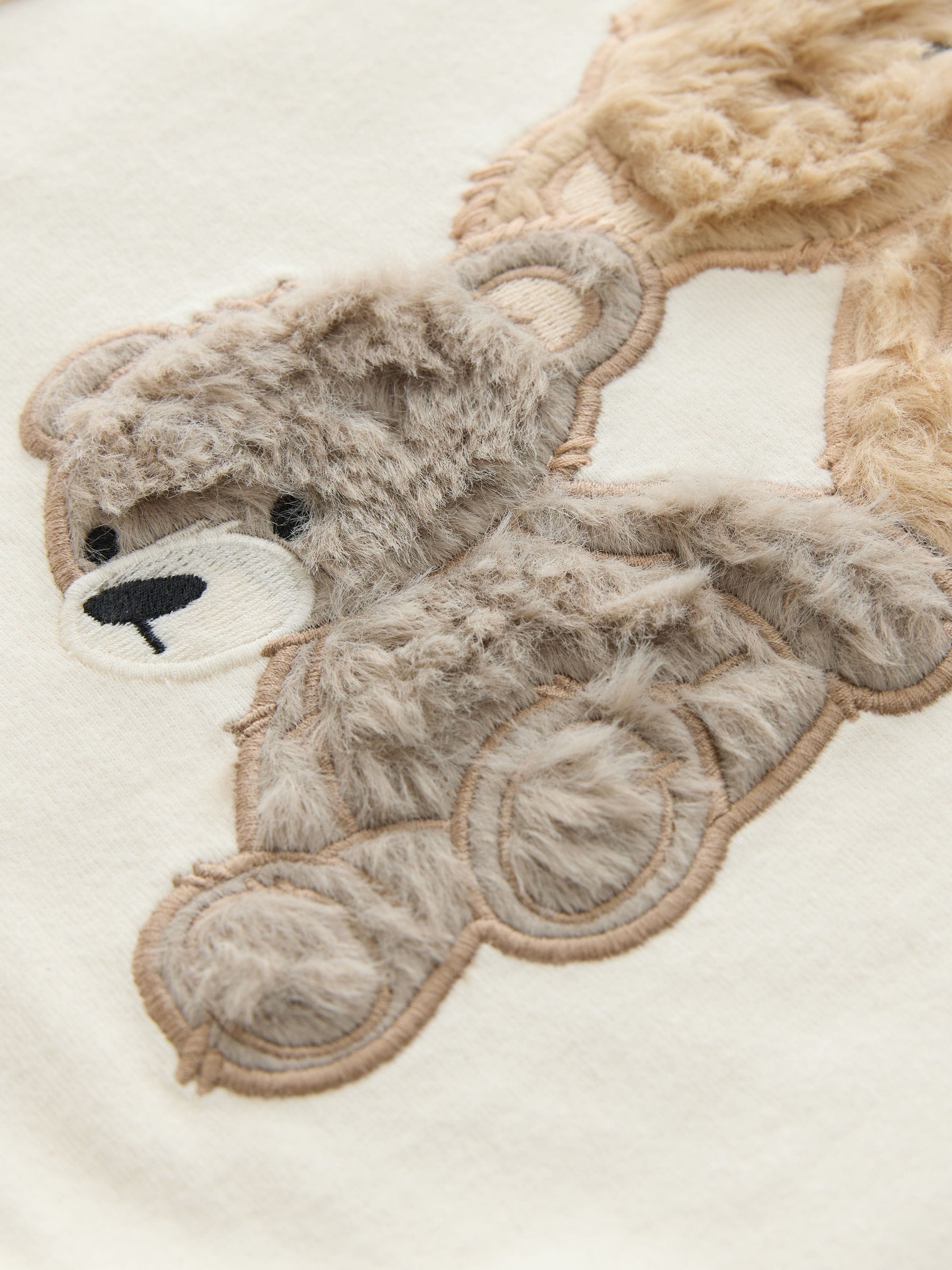 Ecru/Brown Aspen Bear - Sweatshirt Pyjamas with Woven Bottoms Set (9mths-10yrs)