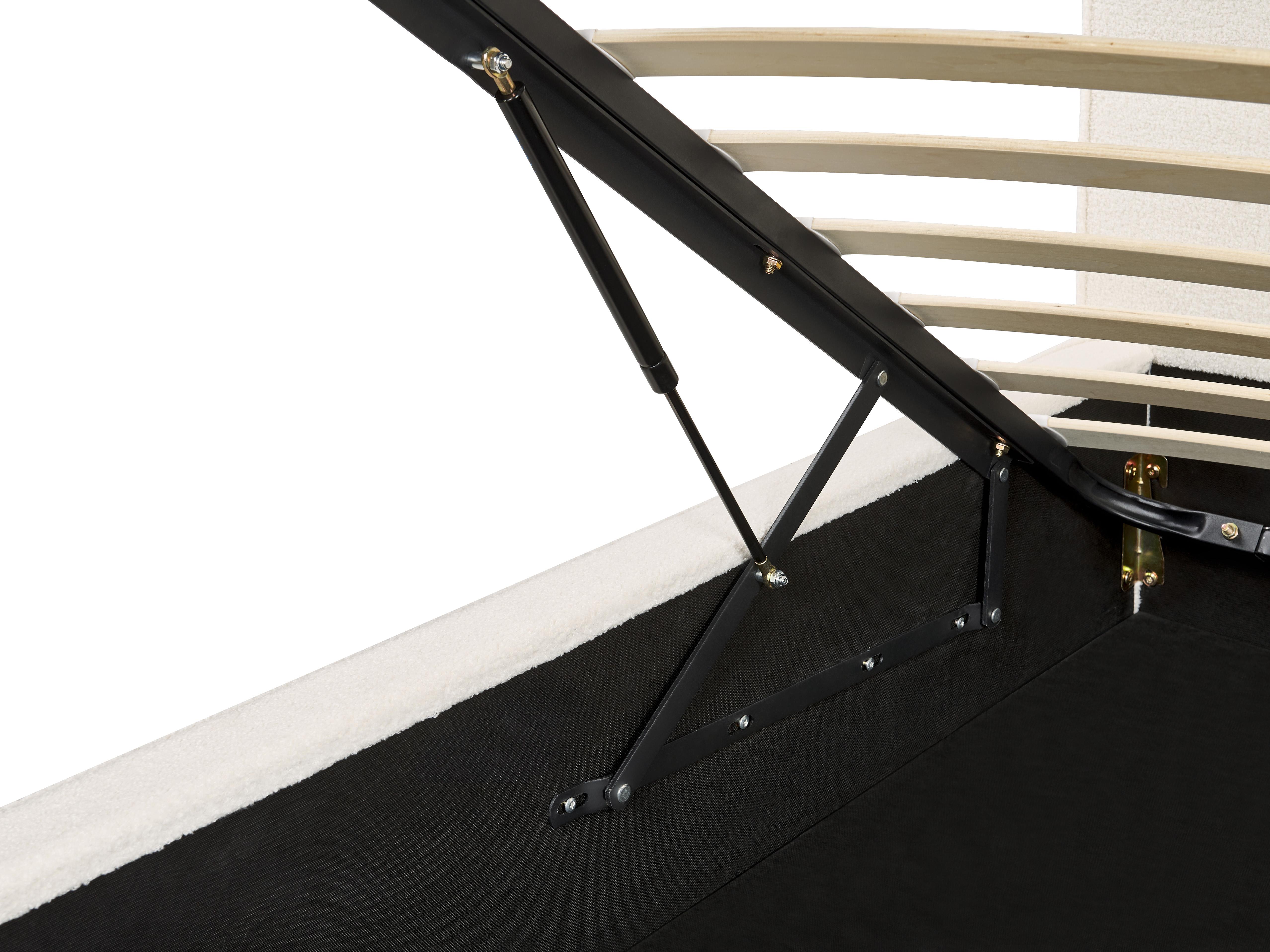Bed met opbergruimte Bouclé MOISSAC 160 x 200 cm Gebroken wit