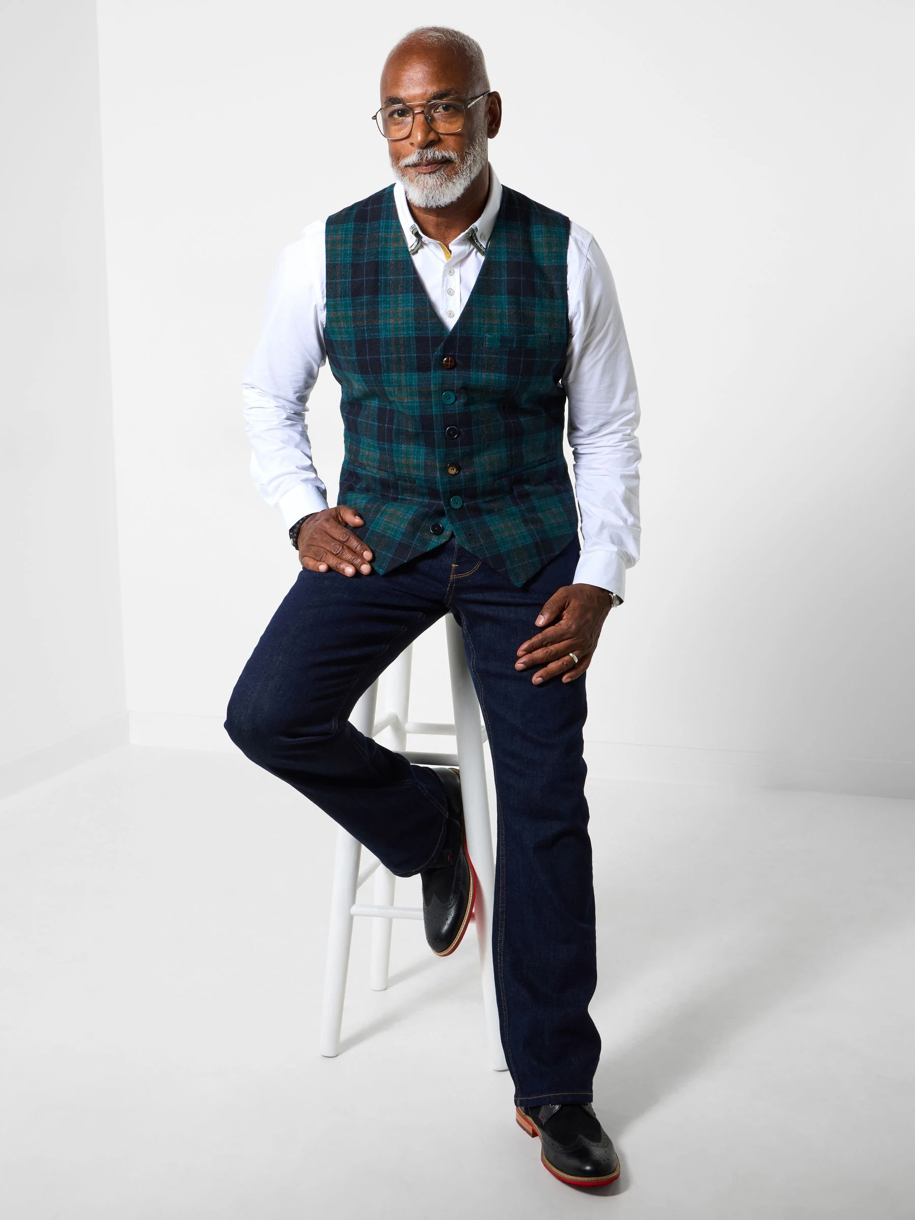 Joe Browns Contrast Buttons Check Trim Tailored Waistcoat
