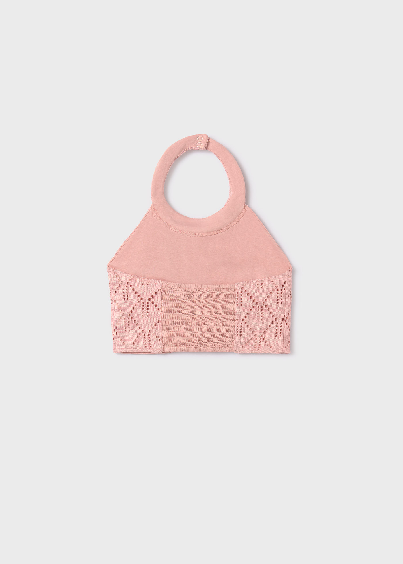 Top de algodão com detalhes vazados para menina