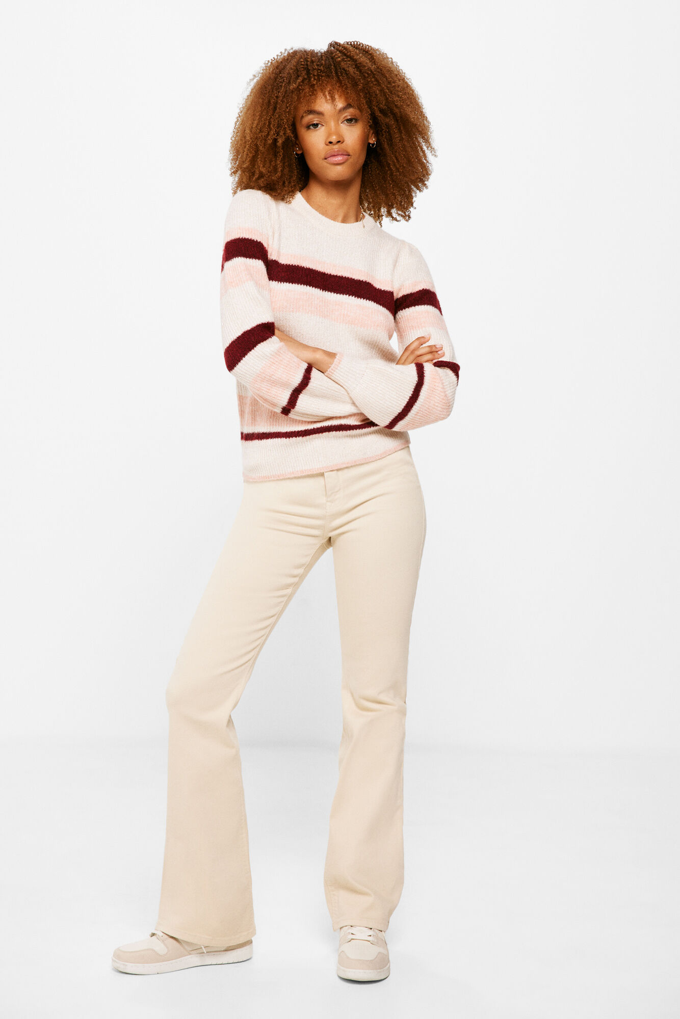 Camisa listrada com blocos de cores em lurex