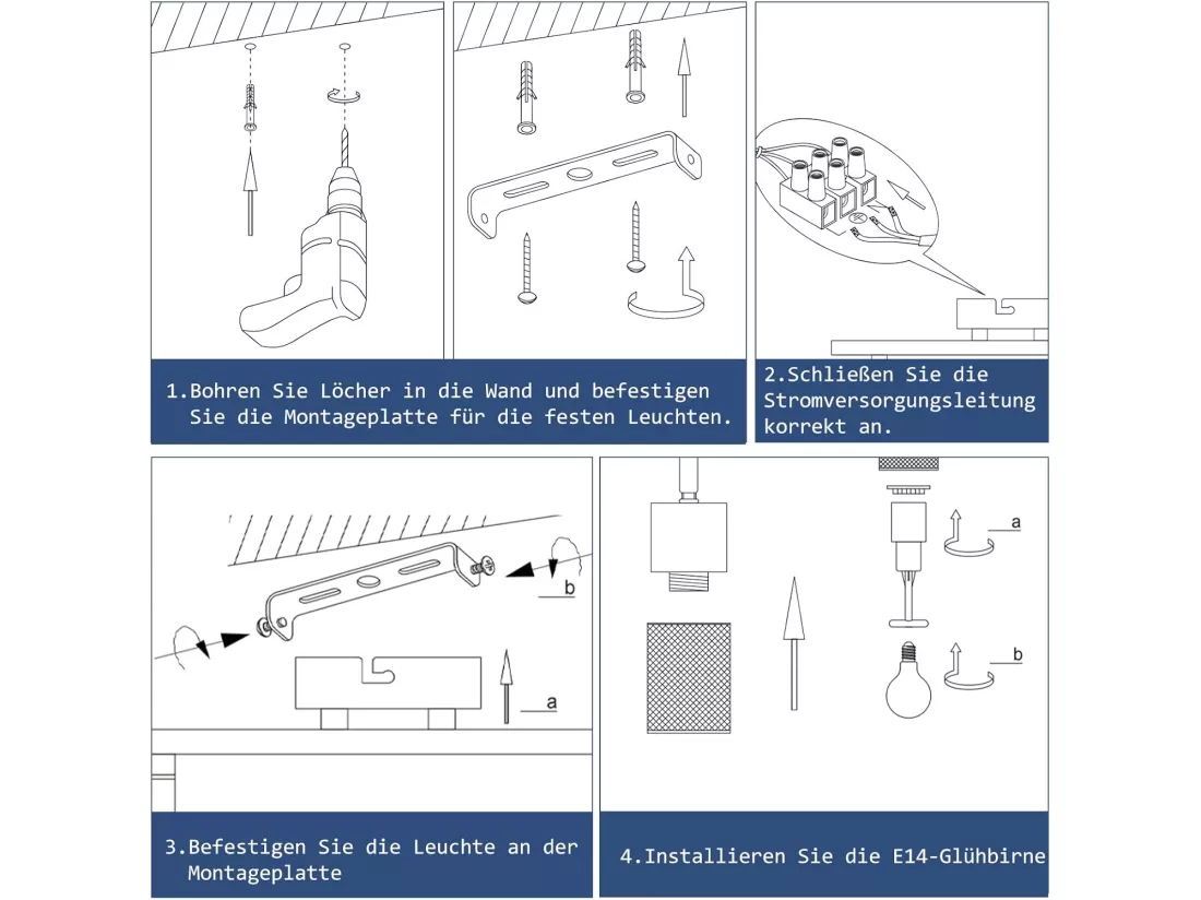 NETTLIFE Plafonnier 2 Ampoules spot de plafond vintage spots bois 350° orientables E14 rétro