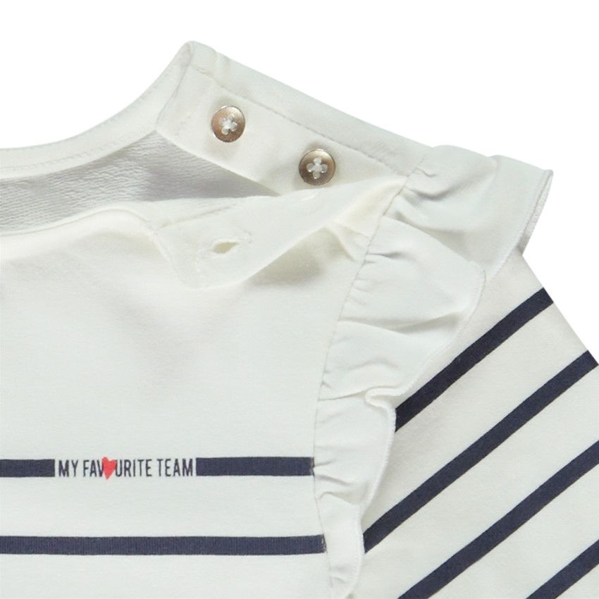 Marinière molleton prints papillons pour bébé fille - Ecru