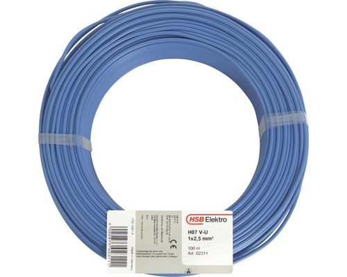 Kernkabel H07 VU 1x2,5 mm² 100 m blauw 02311