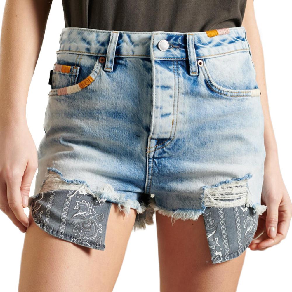 Superdry Short en Jean Bleu clair Femme Superdry Skinny Hot
