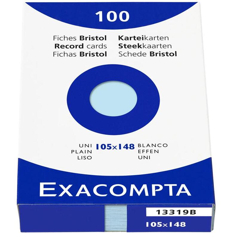 Étui de 100 fiches - bristol uni non perforé 105x148mm - Bleu ciel