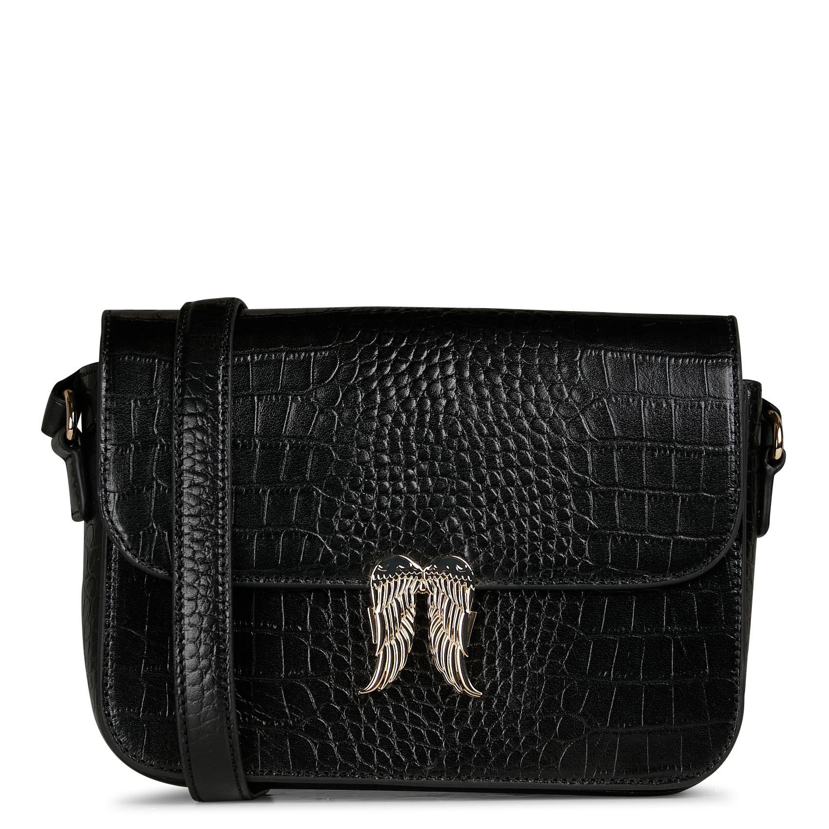 OWINGS - Sac bandoulière en cuir embossé croco | Noir